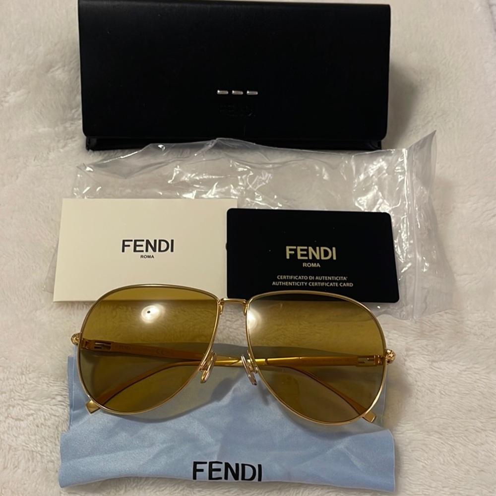 Fendi Gold-Toned Aviator Sunglasses